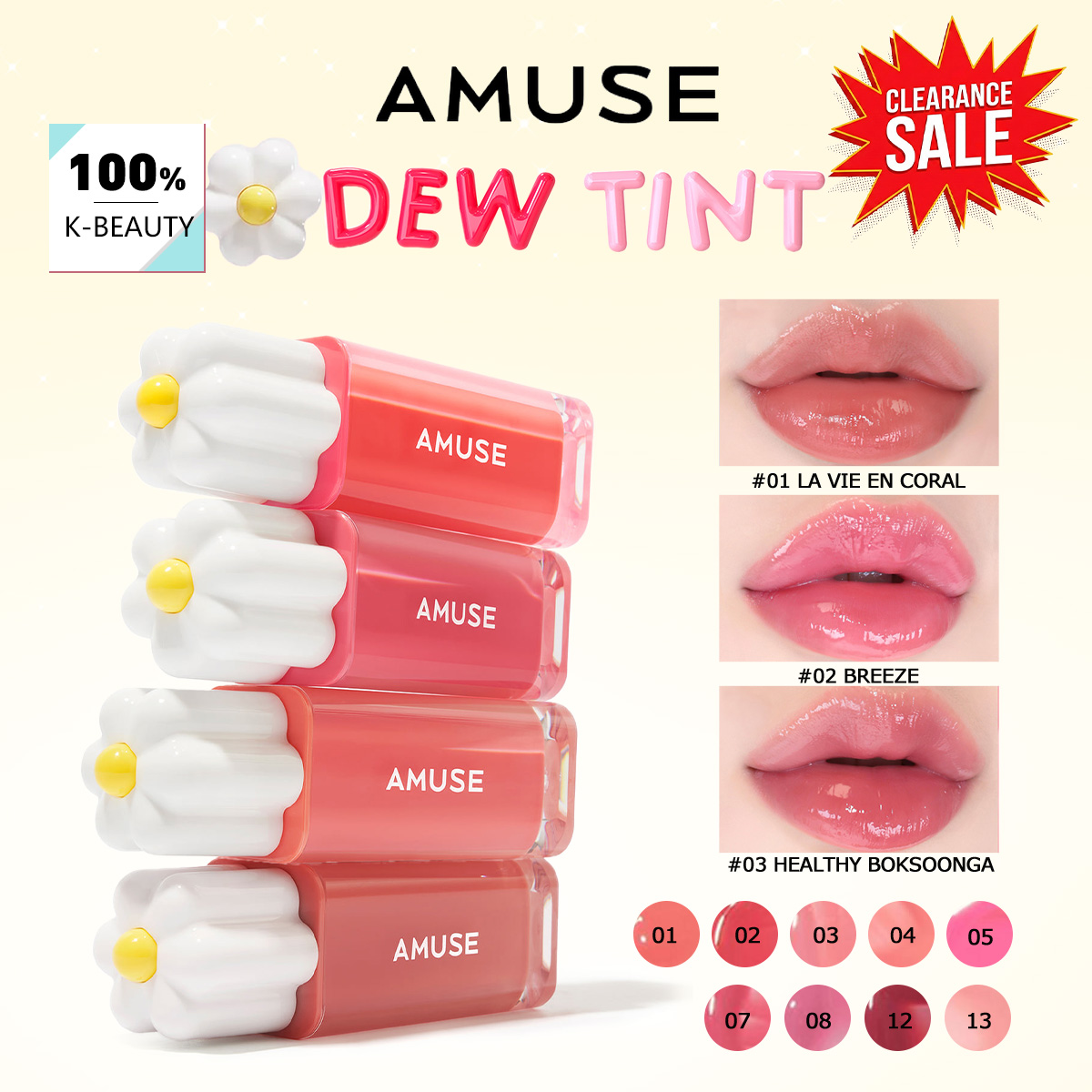 Lip Tint Korean - [İndirimli Satış] AMUSE DEW TINT, Nemli/Sulu